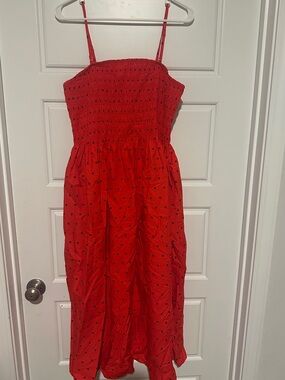 a new day red and black smocked top dress